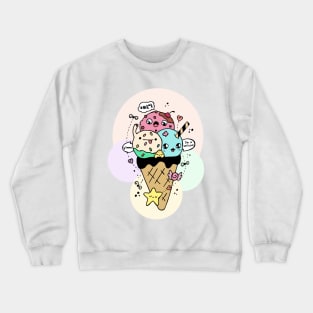 Cute Icecream Kawaii Illustration Crewneck Sweatshirt